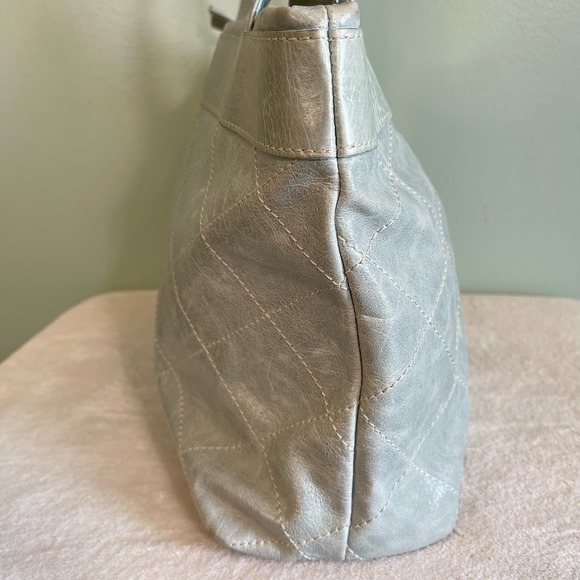 Roberta Gandolfi Women's Gray Genuine Leather Big Ribbon Tote Carryall Handbag - Picture 11 of 13